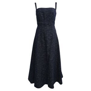 Emilia Wickstead Freya Sleeveless Denim Midi Dress in Navy Blue Cotton